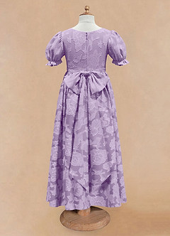 Azazie Joss Flower Girl Dresses Lilac A-Line with Sleeves Floral Burnout Dress image5