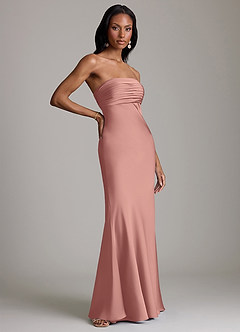 Azazie Saylor Brudtärnklänningar Klä av Sjöjungfru i Stretch Satin Axelbandslös Rosett image4