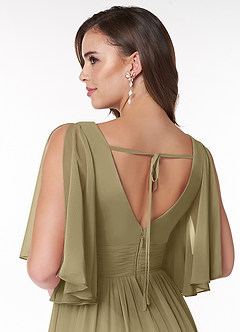 Azazie Temeka Bridesmaid Dresses Moss Green A-Line Ruched Chiffon Dress image5