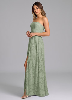 Azazie Wren Bridesmaid Dresses Agave A-Line Strapless Floral Burnout Dress image5