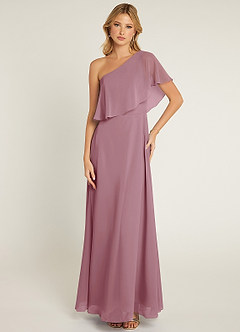 Azazie Lizzy Bridesmaid Dresses Vintage Mauve A-Line One Shoulder Chiffon Dress image1