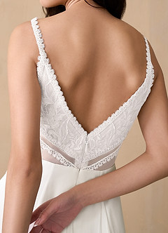 Azazie Moonshine Wedding Dresses A-Line Sequins Chiffon Chapel Train Dress image5