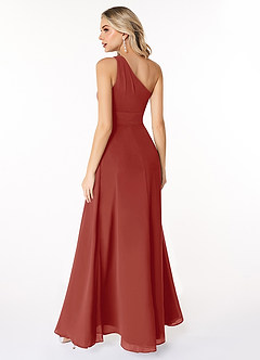 Azazie Dallas Bridesmaid Dresses Terracotta A-Line One Shoulder Chiffon Dress image2