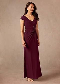 Azazie Marybeth Mother of the Bride Dresses Cabernet Mermaid V-Neck Sequins Lace Dress image4
