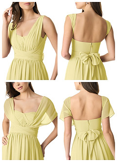 Azazie Olani Bridesmaid Dresses Lemon Sorbet A-Line Off the Shoulder Chiffon Convertible Dress image9