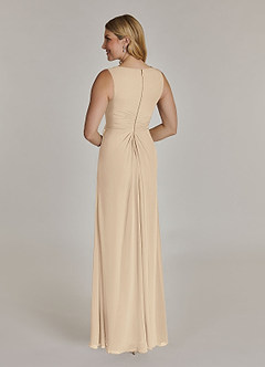 Azazie Manuella Kleider für die Brautmutter A-Linie V-Hals Gefaltet Chiffon Kleid Champagner image6