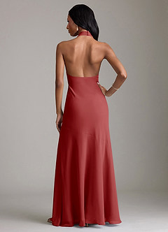 Azazie Lorena Bridesmaid Dresses Rust Mermaid Pleated Chiffon Dress image2