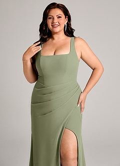 Azazie Mero Bridesmaid Dresses Pistachio Sheath Pleated Chiffon Dress image14