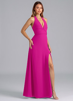 Azazie Odie Bridesmaid Dresses Fuchsia A-Line Chiffon Dress image1