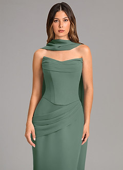 Azazie Sorrel Bridesmaid Dresses Eucalyptus Mermaid Corset Chiffon Dress image6