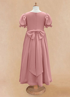 Azazie Joss Flower Girl Dresses Dusty Rose A-Line with Sleeves Chiffon Dress image7