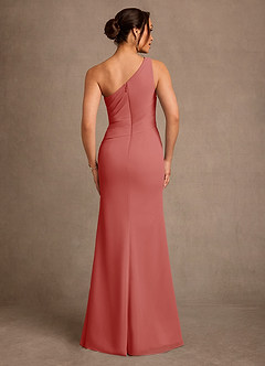 Azazie Floy Mother of the Bride Dresses Antique Rose Sheath One Shoulder Chiffon Dress image3