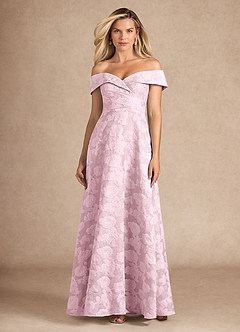 Azazie New London vestidos de madre de la novia Vestido de Jacquard Morado de Devorado Floral de Corte En A con Plisado image3