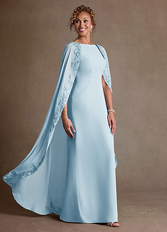 Azazie Artemisia vestidos de madre de la novia Vestido de Azul Cielo de Gasa de Corte Recto con Encaje image2