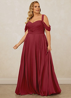 Christian Siriano Bridal for Azazie 1013 Bridesmaid Dresses Pomegranate A-Line Off the Shoulder Chiffon Dress image13