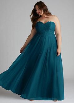 Azazie Roni Bridesmaid Dresses Ink Blue A-Line Sweetheart Neckline Tulle Convertible Dress image9