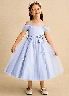 Azazie Juni Jurken voor bloemenmeisjes Baljurk Jurk van Tule Geplooid Lavendel image1