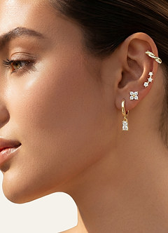front CZ Hoop & Stud Earring Set