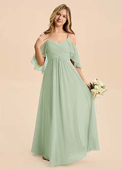 Azazie Nolana Junior Dusty Sage A-Line Pleated Chiffon Dress image1