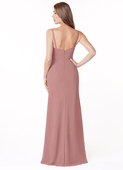 Azazie Salma Final Sale Dusty Rose Sheath Side Slit Chiffon Dress image2