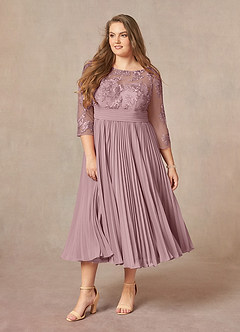 Azazie Tutu Kleider für die Brautmutter A-Linie Bootshals Spitze Chiffon Kleid Altrosa image9