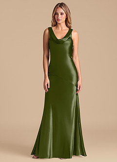 Azazie Rylina 신부 들러리 드레스 인어 메탈릭 새틴 바닥 길이 드레스 image5