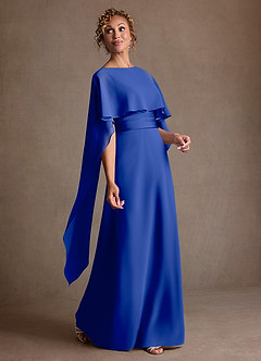 Azazie Marilla 신부의 어머니 드레스 A라인 주름진 쉬폰 플로어 길이 드레스 image2