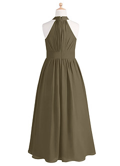 Azazie Iman Junior Willow Green A-Line Pleated Chiffon Dress image6