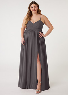 Azazie Alia Bridesmaid Dresses Steel Grey A-Line Pleated Chiffon Dress image6