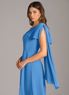 Azazie Tella Brautjungfernkleider A-Linie One-Shoulder Chiffon Kleid Blauhäher image8