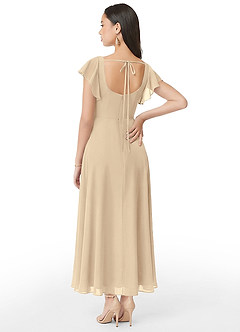 Azazie Bondi Brautjungfernkleider A-Linie Gestreift Chiffon Kleid Champagner image5