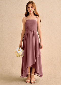 Azazie Twilight Dance Girls Formal Blumenmädchenkleider A-Linie Plissee Chiffon Kleid Wüstenrose image3