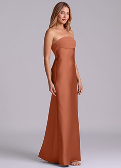 Azazie Ailanie Bridesmaid Dresses Cedar Rose Sheath Strapless Stretch Satin Dress image4