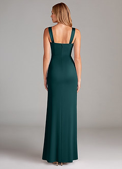 Azazie Denice Bridesmaid Dresses Pine A-Line Pleated Stretch Satin Dress image2