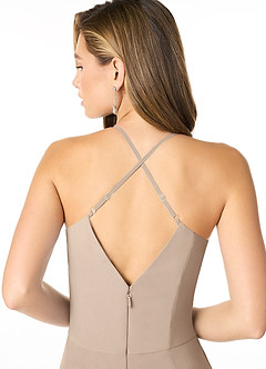 Azazie Carolina Final Sale Taupe Mermaid Ruched Chiffon Dress image5