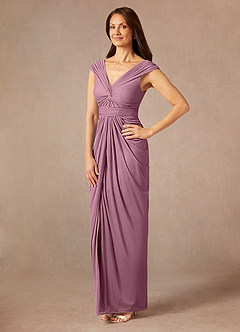 Azazie Lisolette Mother of the Bride Dresses Vintage Mauve Sheath Pleated Mesh Dress image3