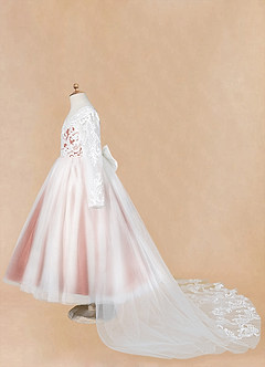 Azazie Elodie Blumenmädchenkleider Ballkleid Spitze Kleid Elfenbein Kastanienbraun image14