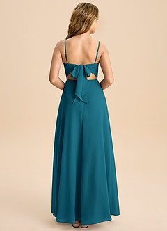 Azazie Shale Junior Robe Trapèze en Mousseline de soie Arc Bleu Encre image1