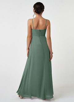Azazie Collette Junior Eucalyptus A-Line Ruched Chiffon Dress image2