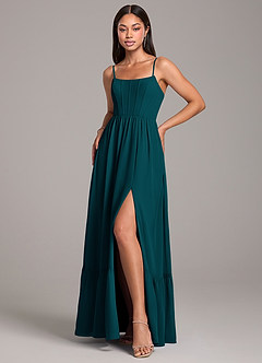 Azazie Kailee Bridesmaid Dresses Pine A-Line with Pockets Chiffon Dress image5