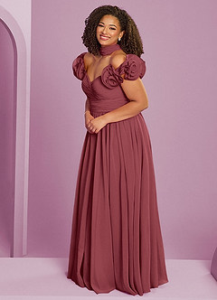 Barbie ♥ Azazie Bridesmaid Dresses Merlot A-Line Off the Shoulder Chiffon Convertible Dress image14