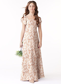 Azazie Bondi Junior Linia A Ukłon Szyfon Długość podłogi Młodsza druhna Sukienka image2