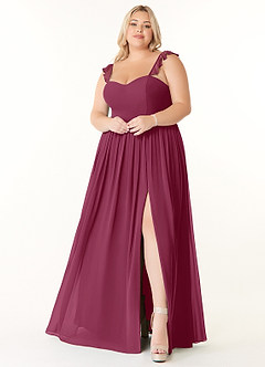 Azazie Metz Bridesmaid Dresses Mulberry A-Line Sweetheart Ruched Chiffon Dress image7