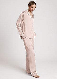 front Personalized Embroidered Ruffled Long-Sleeve Pajama Set