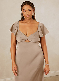 Christian Siriano Bridal for Azazie 1005 Bridesmaid Dresses Taupe Sheath Sweetheart Neckline Stretch Satin Dress image14