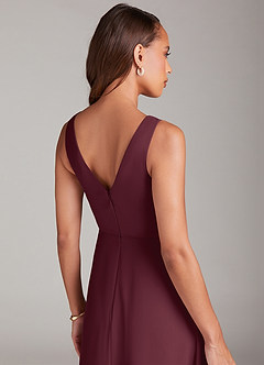 Azazie Nelly Bridesmaid Dresses Cabernet A-Line Pleated Chiffon Dress image7