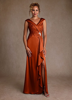 Azazie Santa Monica Mother of the Bride Dresses Paprika A-Line Lace Dress image3