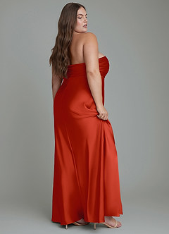 Azazie Saylor Bridesmaid Dresses Rust Mermaid Strapless Stretch Satin Dress image12