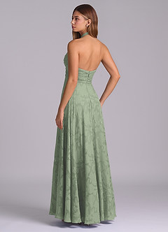 Azazie Tessie Brudtärnklänningar Klä av A-Linje i Blommig Utbrändhet Plisserad Agave image6