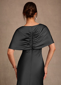 Azazie Dosia 신부의 어머니 드레스 쉬스 주름진 스트레치 새틴 플로어 길이 드레스 image5